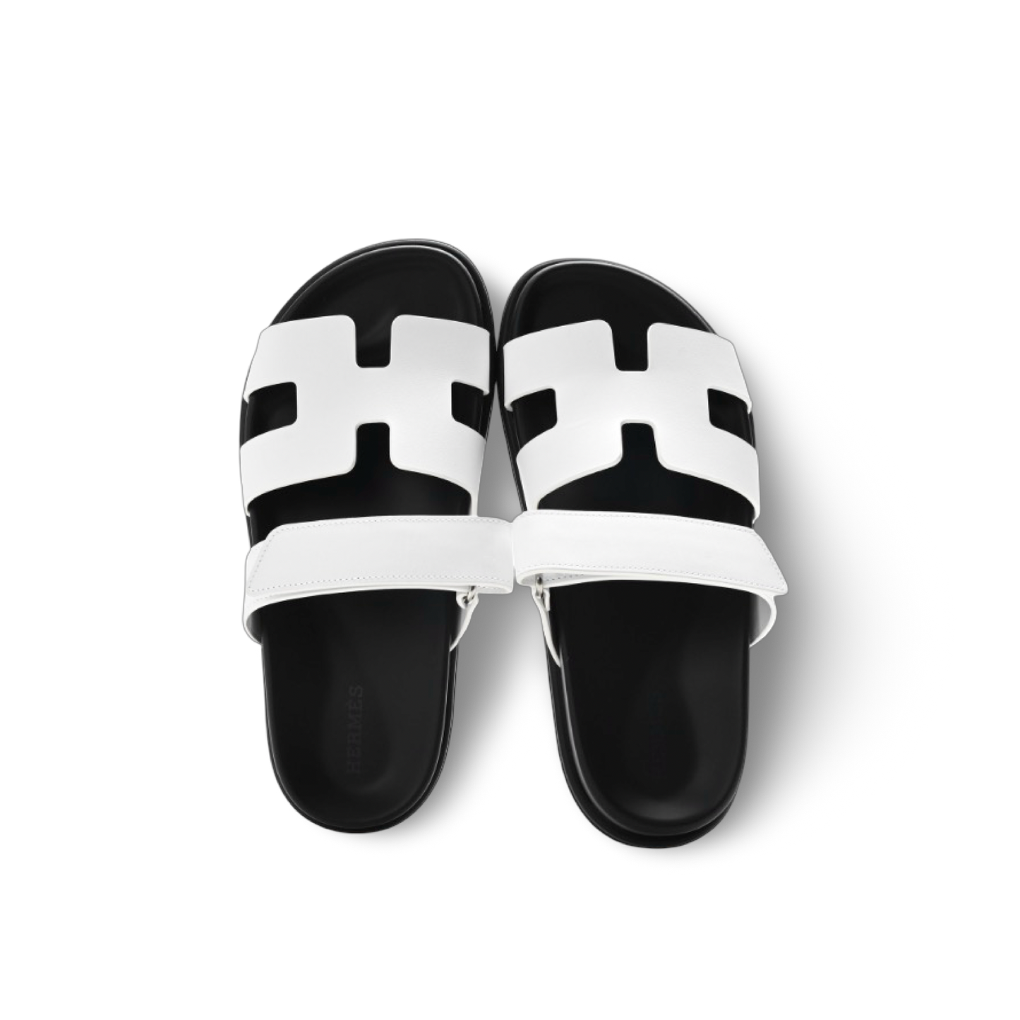 Hermes Calfskin Leather Chypre Sandals -  White