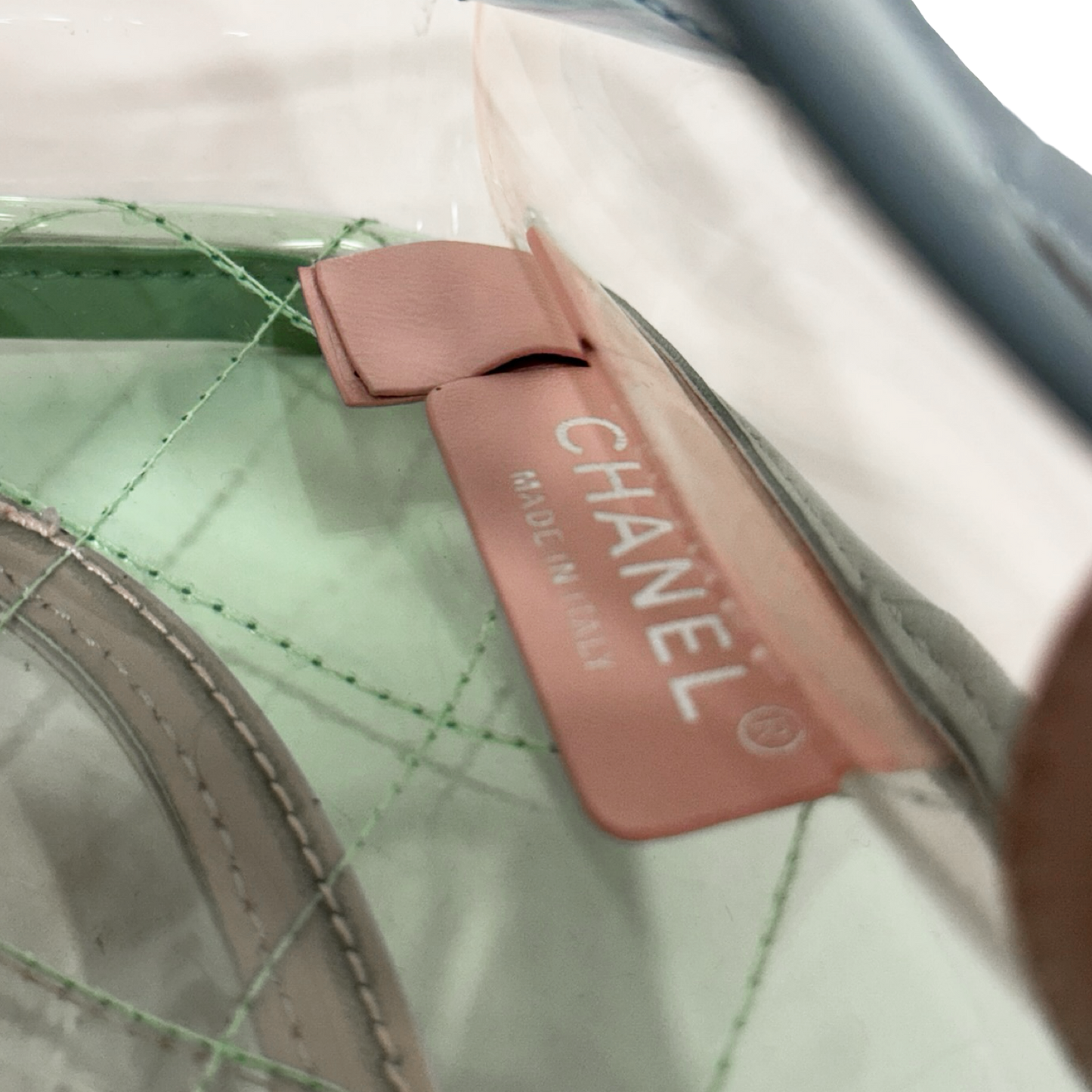 294/1311 Chanel Quilted PVC Medium Splash Flap - SHW / Blue Pink