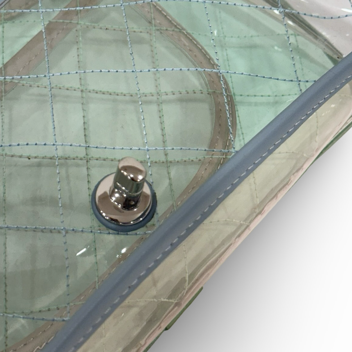 294/1311 Chanel Quilted PVC Medium Splash Flap - SHW / Blue Pink