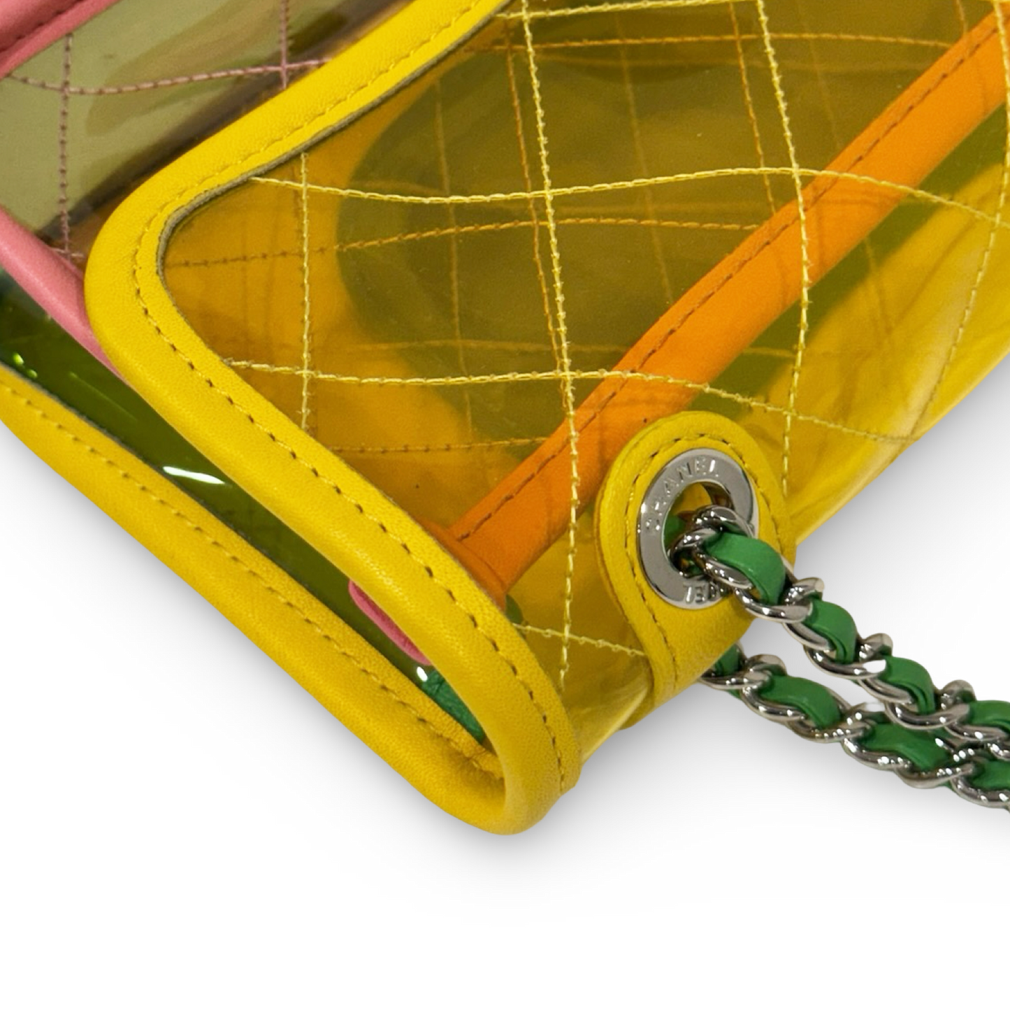 321/ 1352 Chanel Quilted PVC Small Splash Flap -  SHW / Yellow