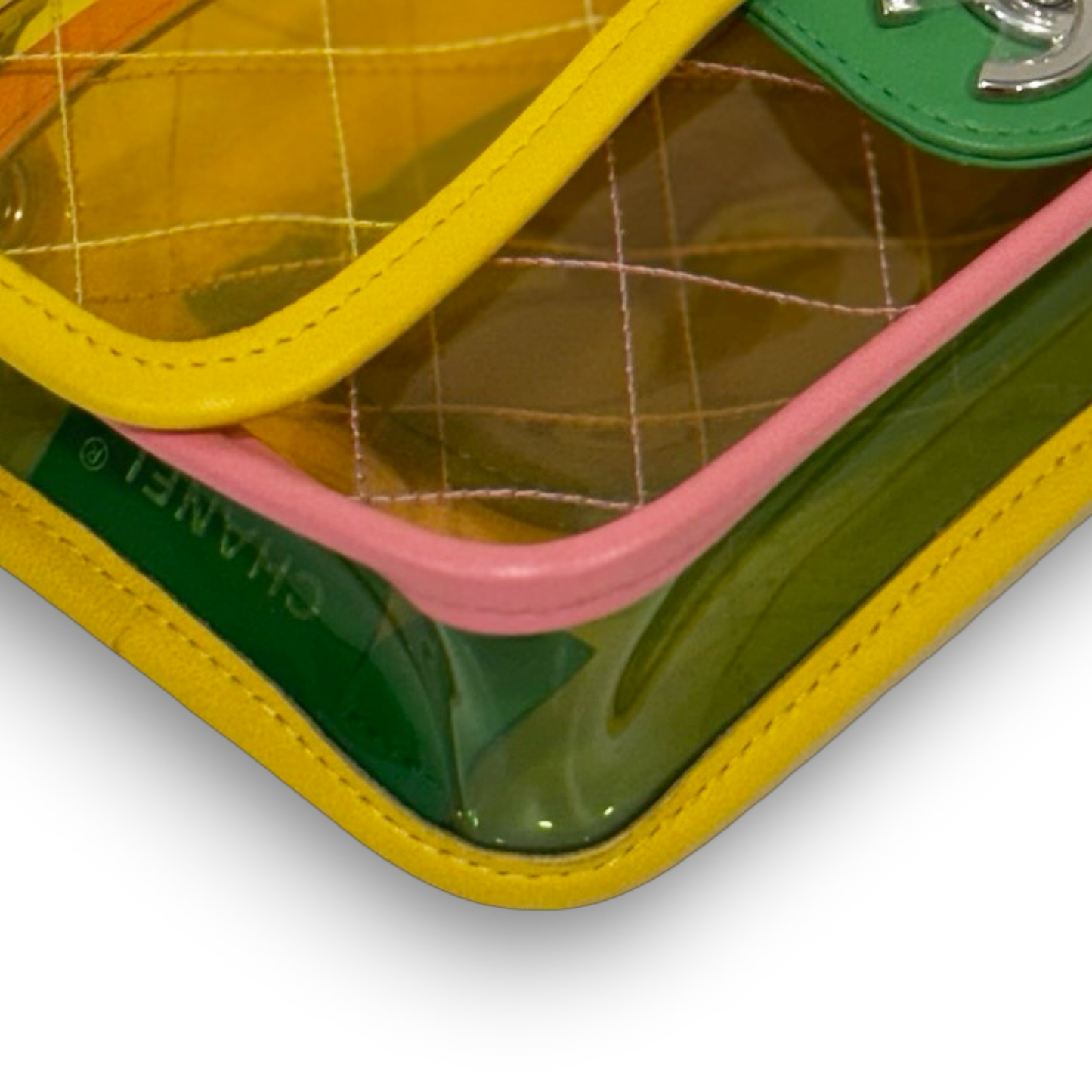 321/ 1352 Chanel Quilted PVC Small Splash Flap -  SHW / Yellow