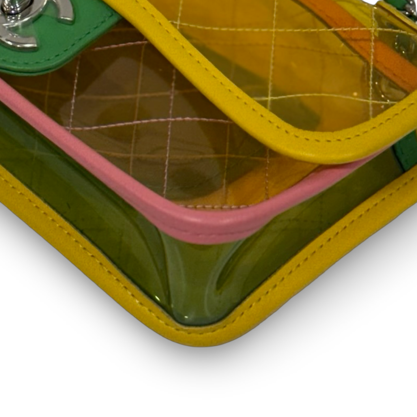 321/ 1352 Chanel Quilted PVC Small Splash Flap -  SHW / Yellow