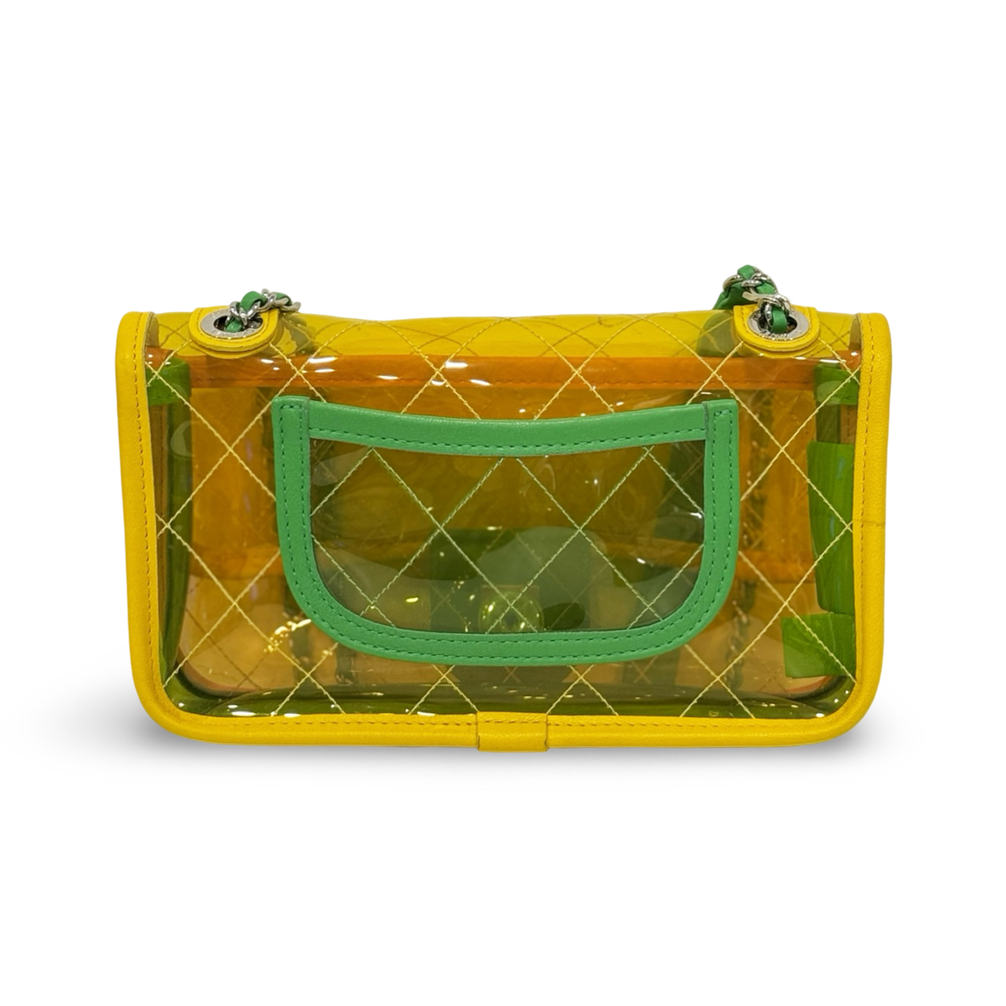 321/ 1352 Chanel Quilted PVC Small Splash Flap -  SHW / Yellow