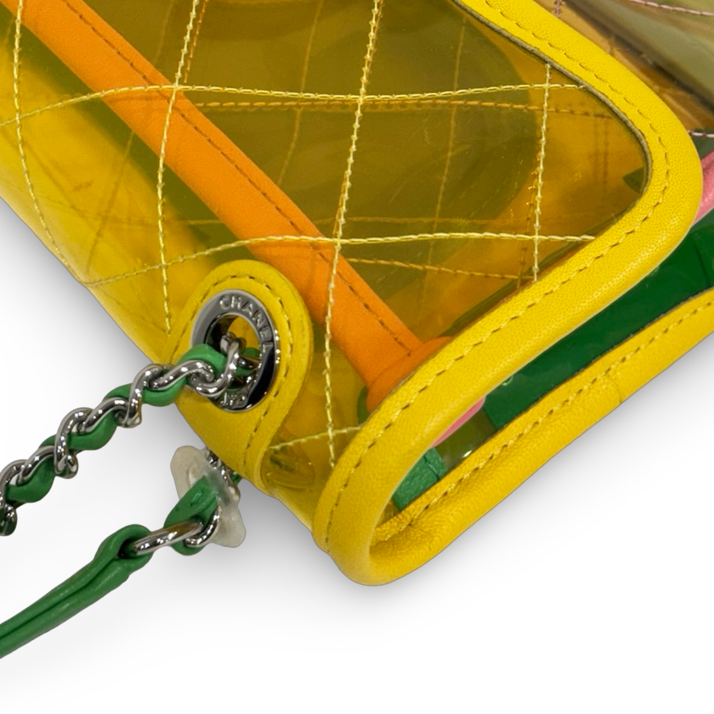 321/ 1352 Chanel Quilted PVC Small Splash Flap -  SHW / Yellow