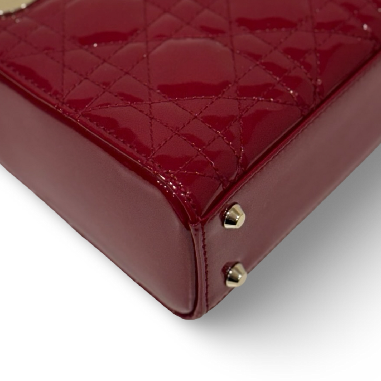 Dior Cannage Patent Mini Lady Bag - GHW / Red