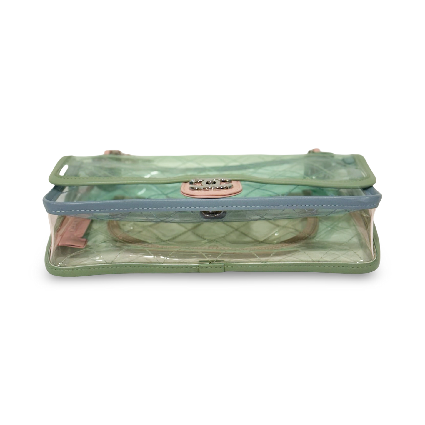 294/1311 Chanel Quilted PVC Medium Splash Flap - SHW / Blue Pink