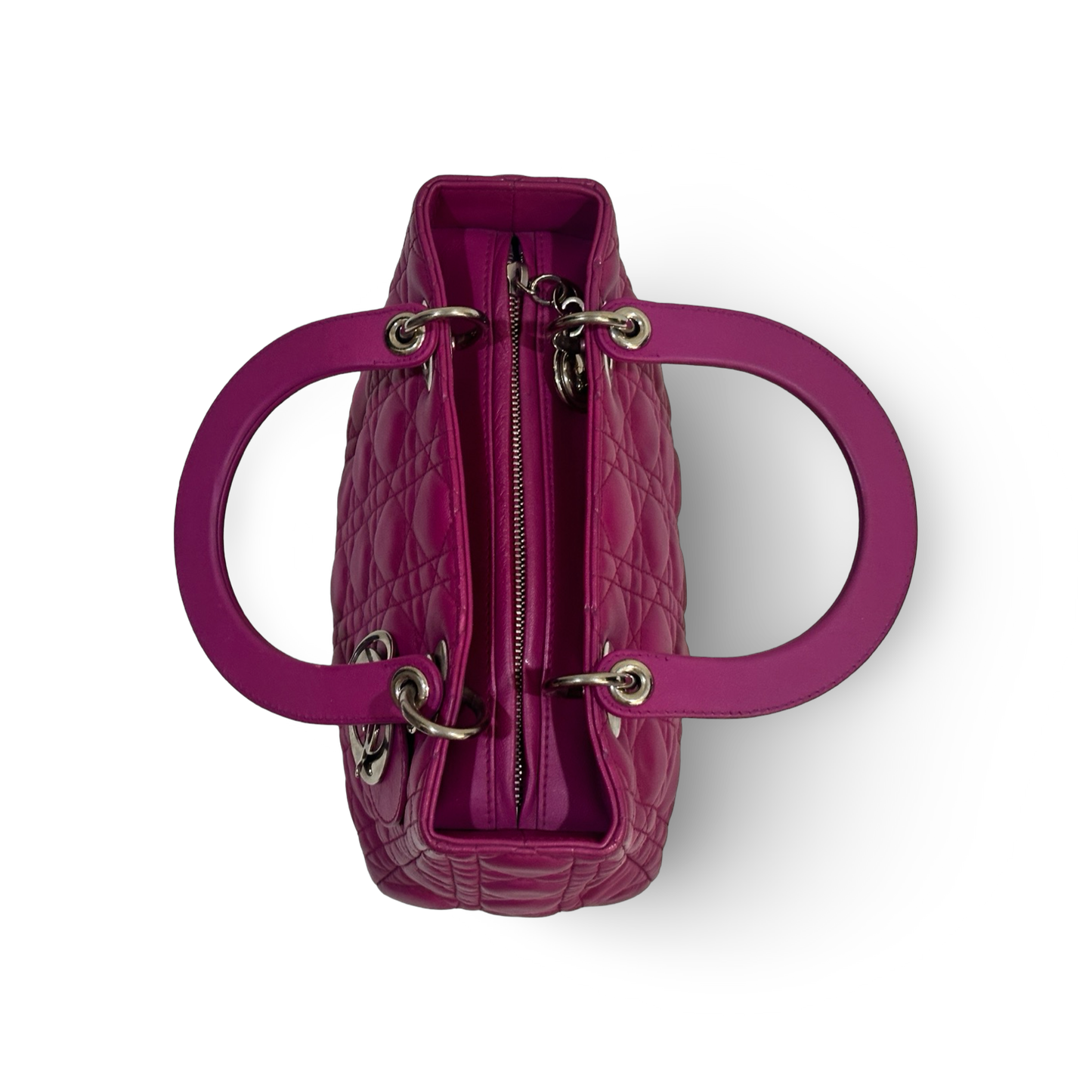 Dior Cannage Lambskin Medium Lady Bag - SHW / Purple