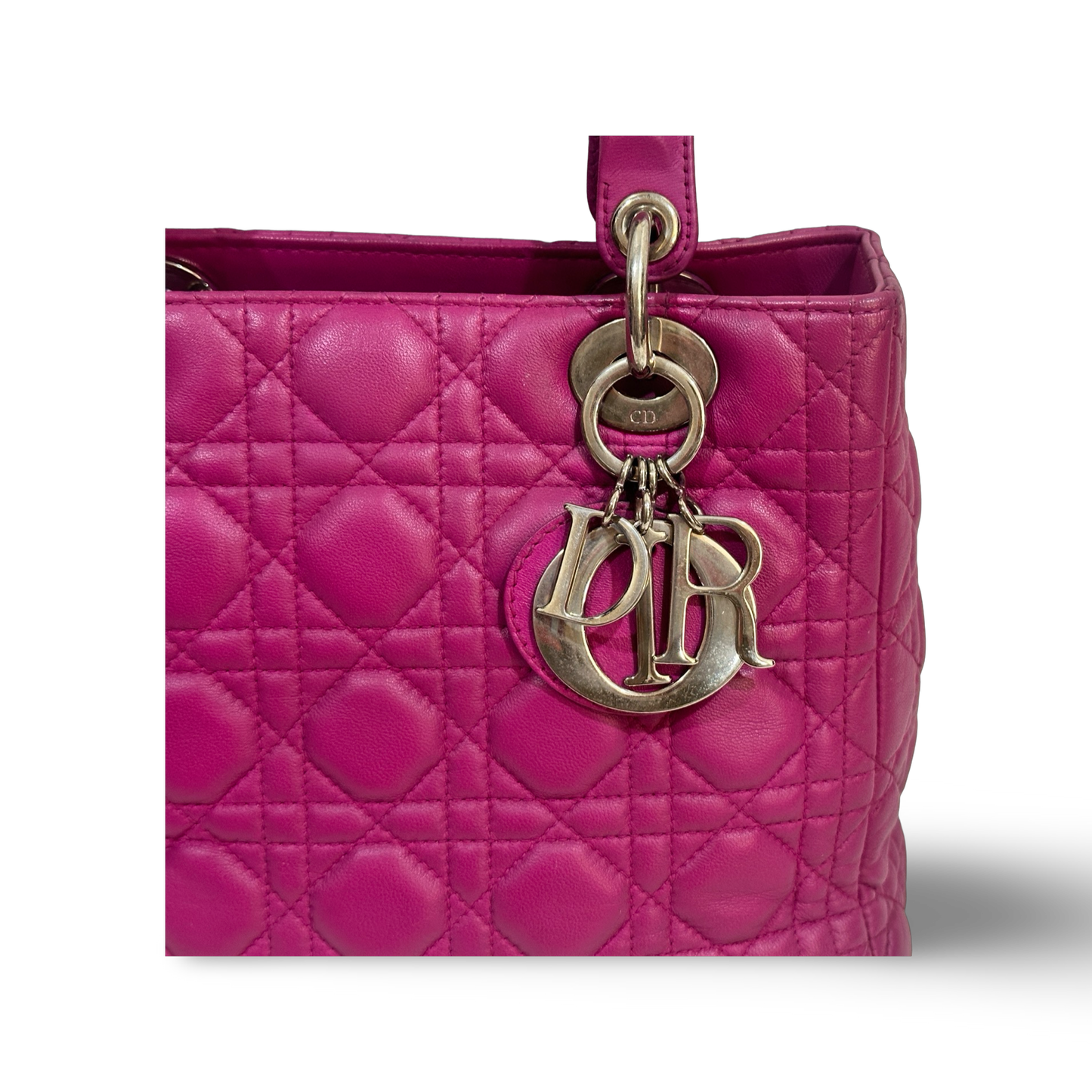Dior Cannage Lambskin Medium Lady Bag - SHW / Purple