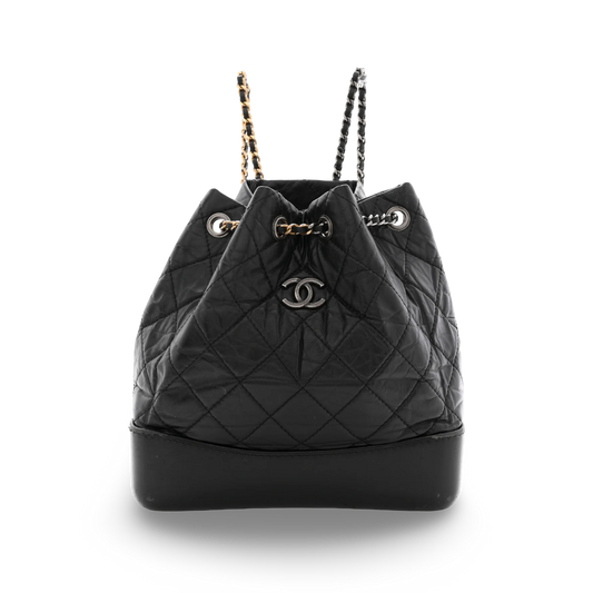 Chanel  Quilted Aged Calfskin Small Gabrielle Backpack - Muti-HW/ Black