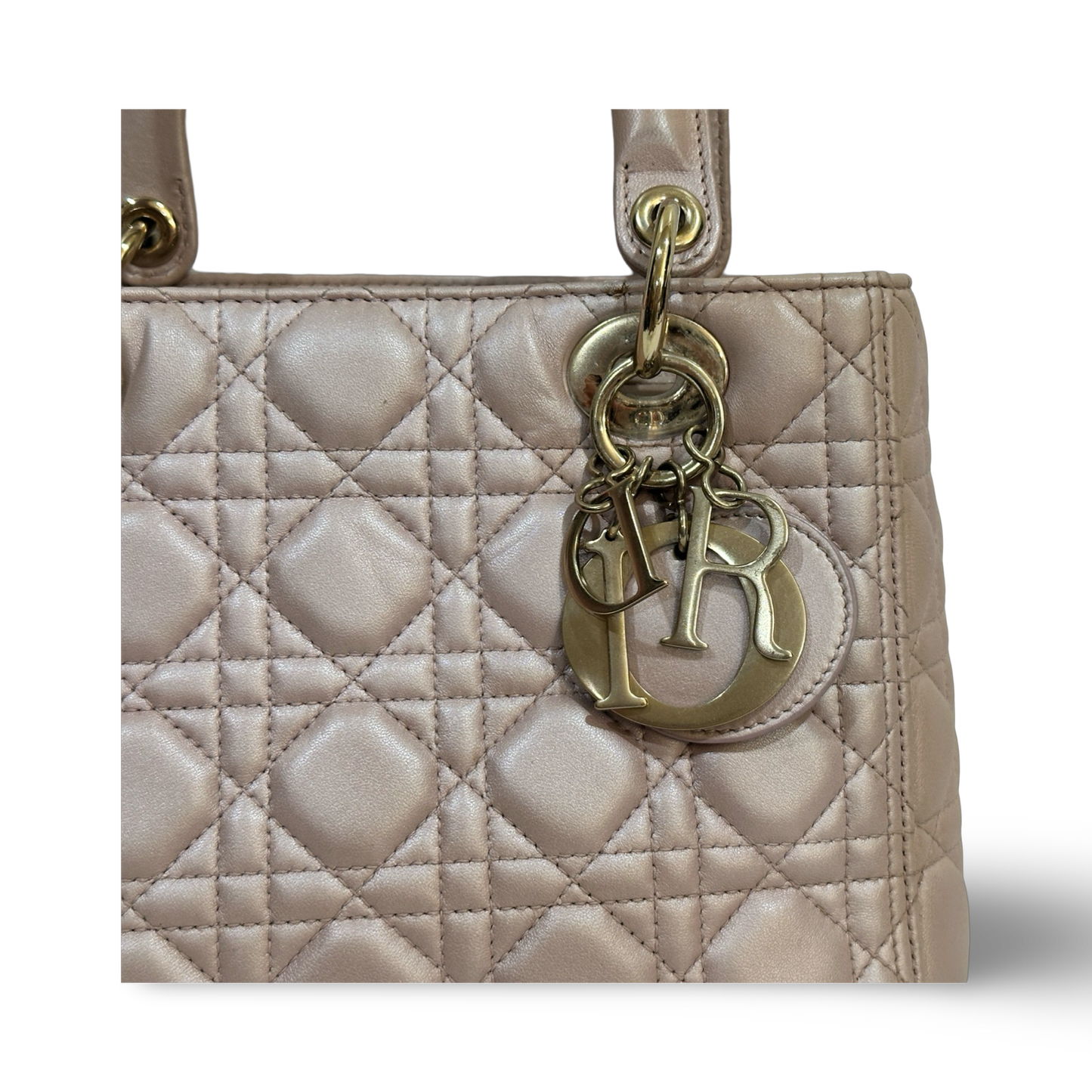 Dior Classic Lambskin Cannage Medium Lady Bag - SHW / Light Pink