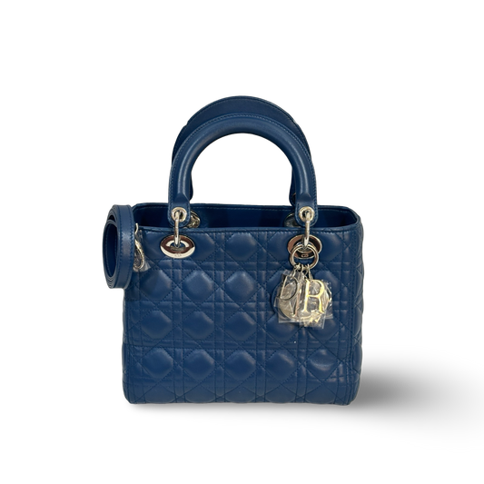 Dior Classic Lambskin Medium Lady Bag Blue