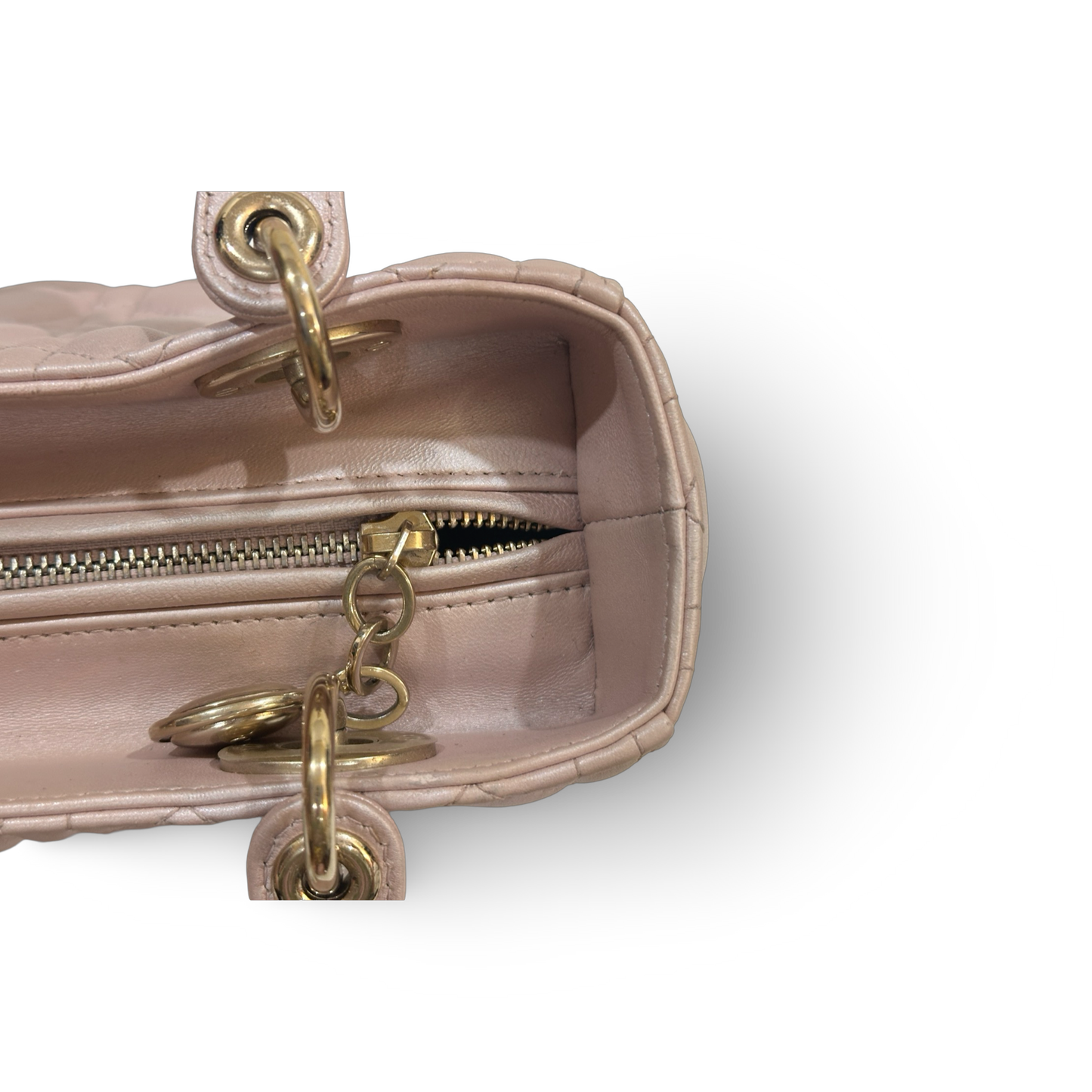 Dior Classic Lambskin Cannage Medium Lady Bag - SHW / Light Pink