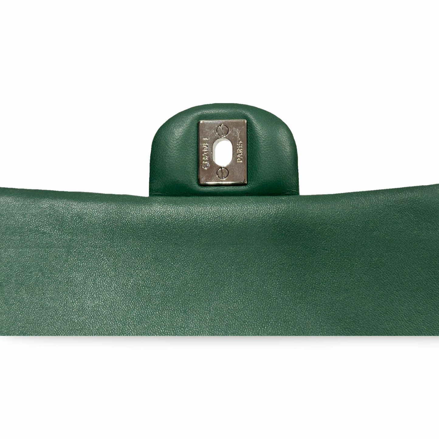 Chanel Classic Lambskin Medium Double Flap Sliver Green