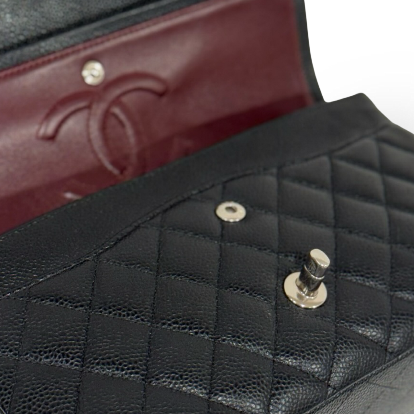 Chanel Quilted Caviar Medium Double Flap Bag - SHW / Black