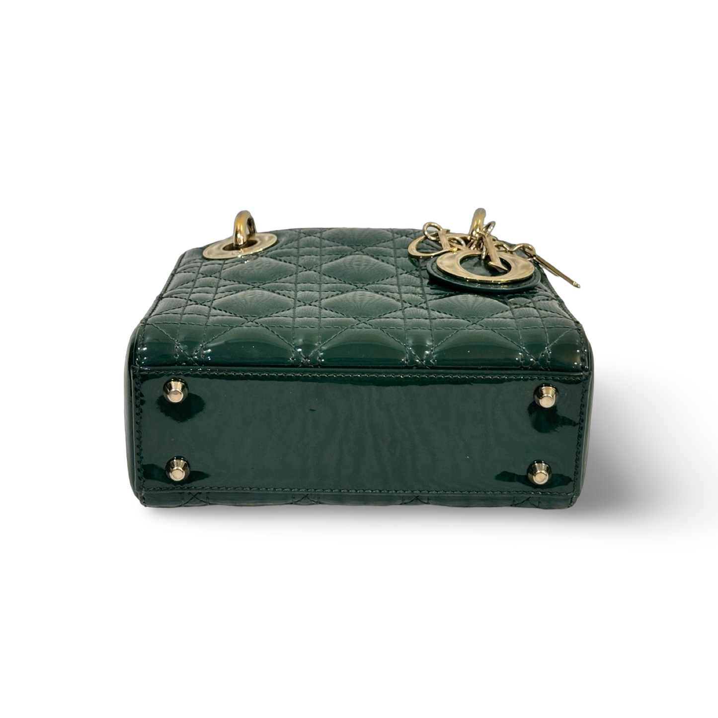 Dior Patent Mini Lady Dior Bag Green