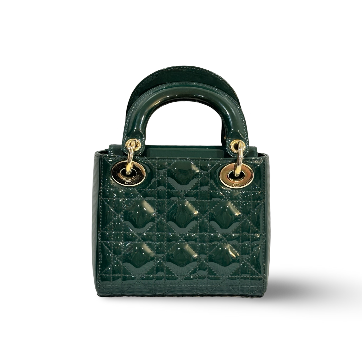 Dior Patent Mini Lady Dior Bag Green