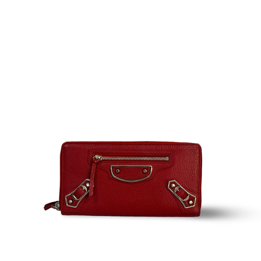 Balenciaga Giant Continental Wallet - GHW / Red