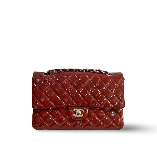 Chanel Classic Patent Medium Double Flap - SHW / Red