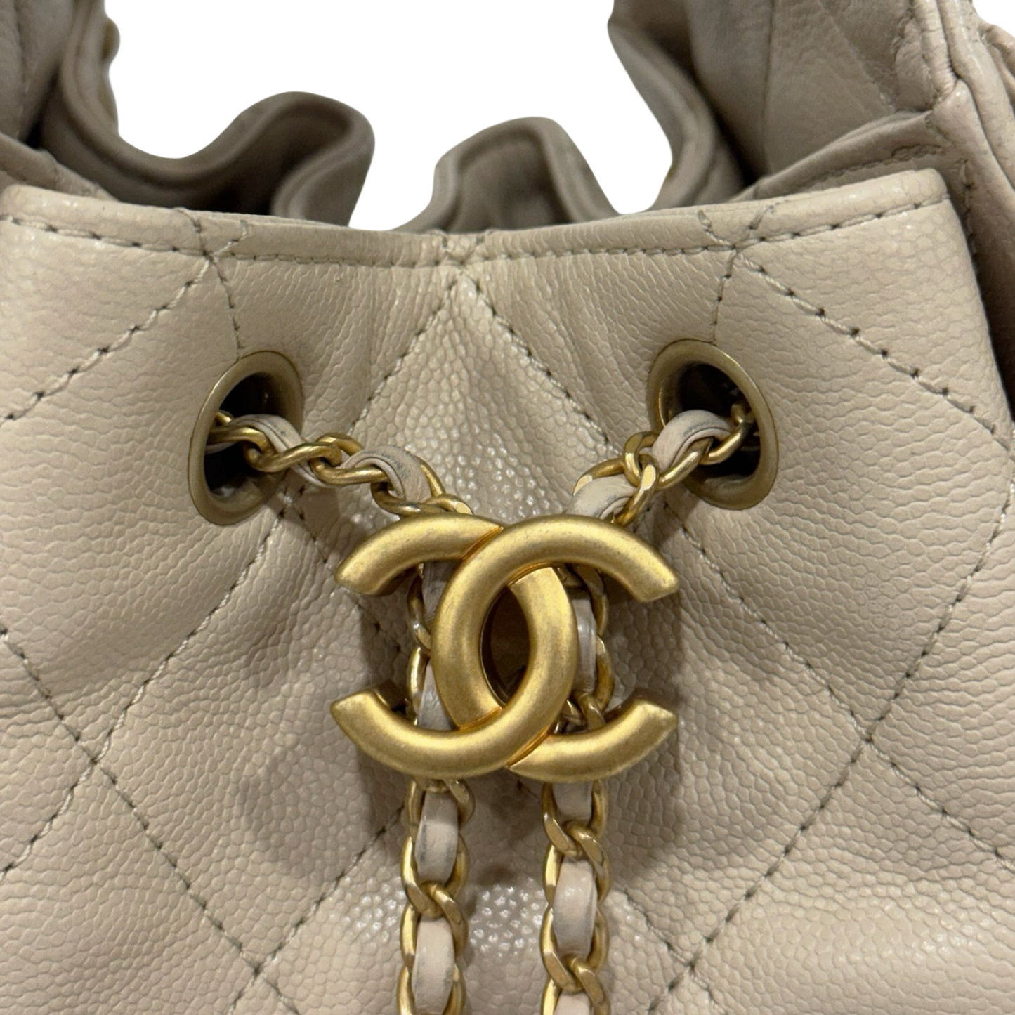 Chanel Quilted Caviar Small Chanel 25 Bag - GHW / Beige