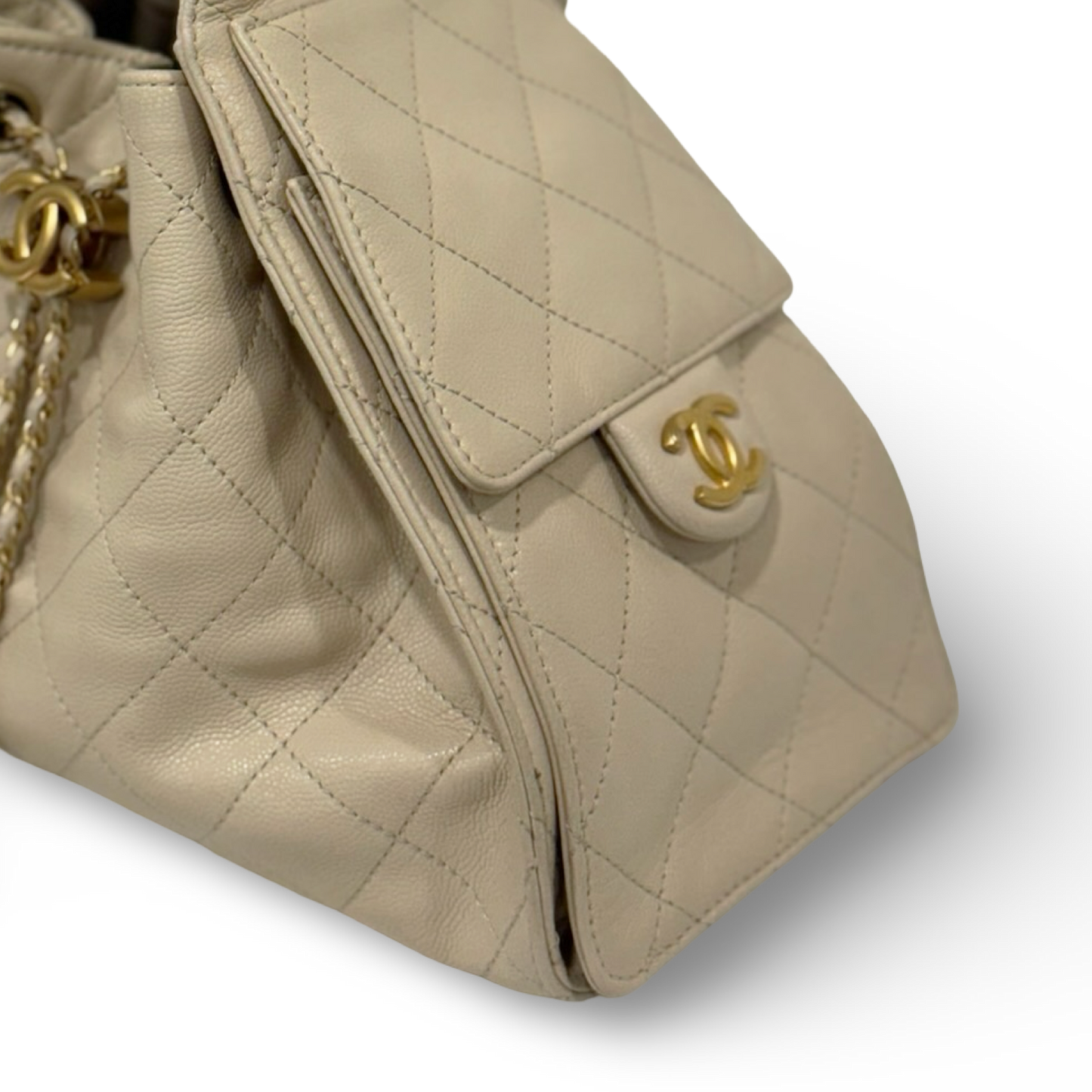 Chanel Quilted Caviar Small Chanel 25 Bag - GHW / Beige