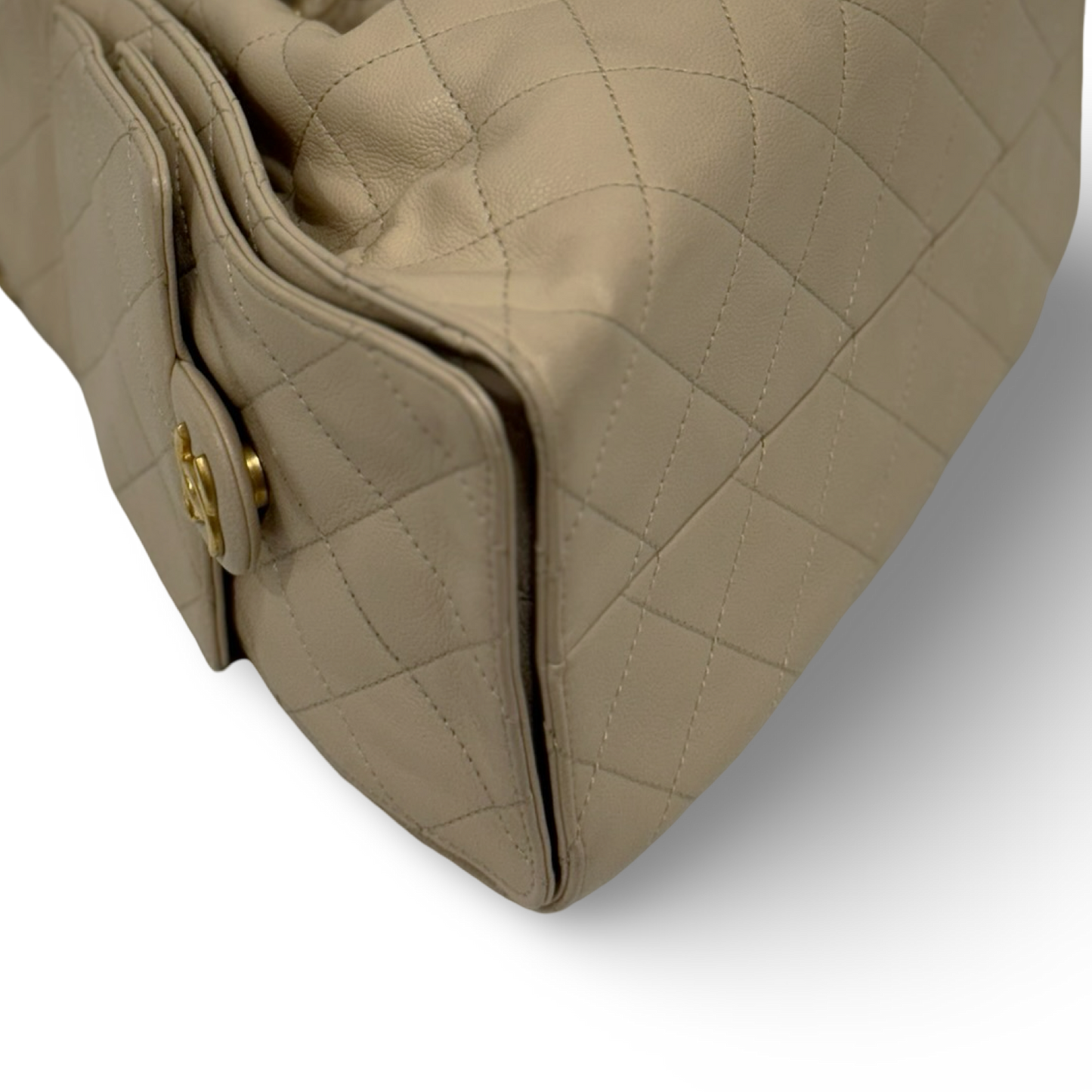 Chanel Quilted Caviar Small Chanel 25 Bag - GHW / Beige