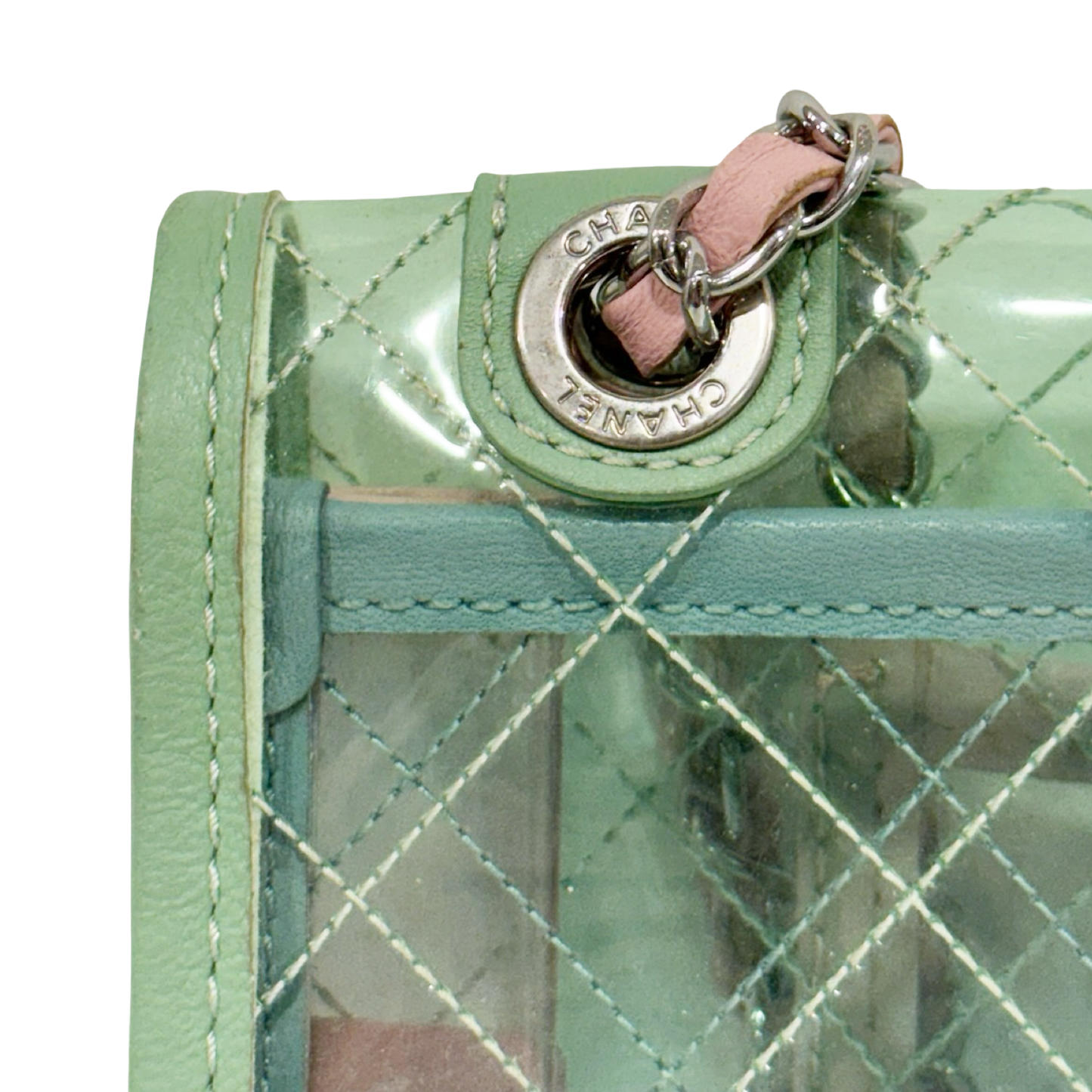 Chanel Quilted PVC Small Single Flap Bag - SHW / Pink / Blue