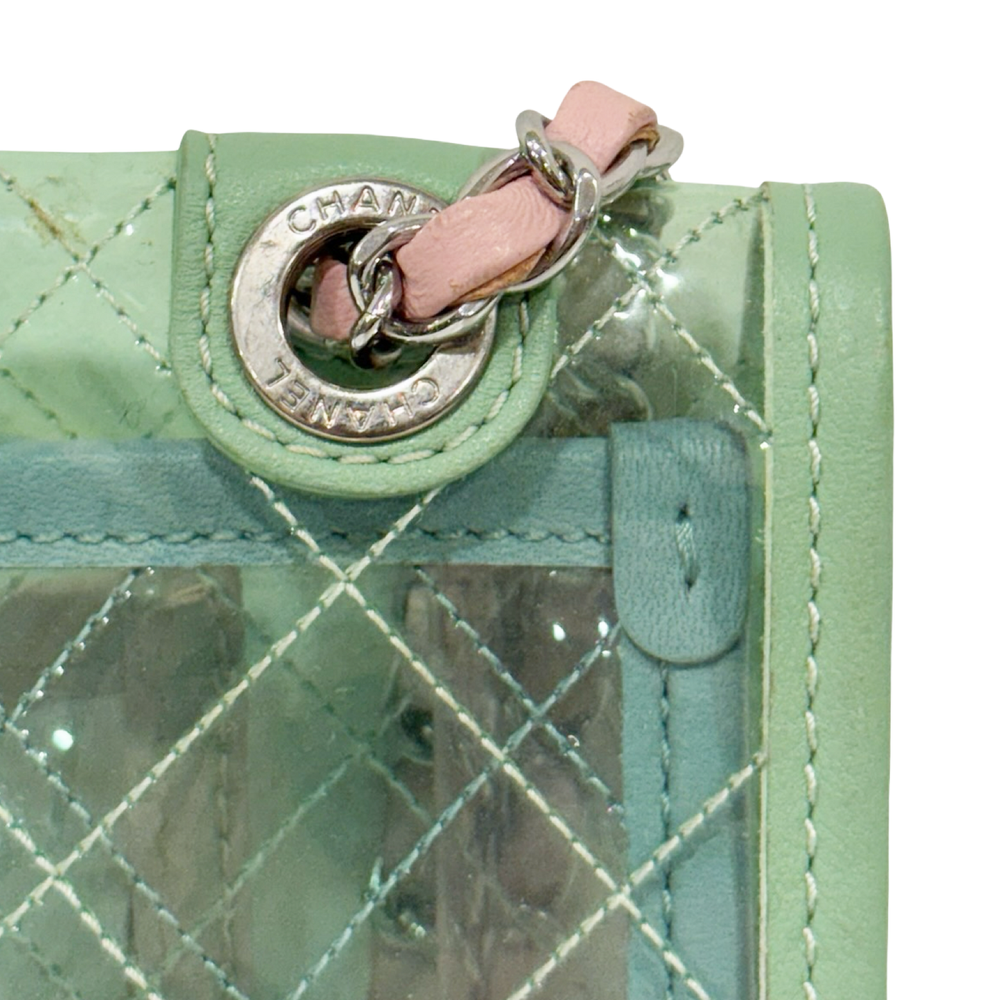 Chanel Quilted PVC Small Single Flap Bag - SHW / Pink / Blue