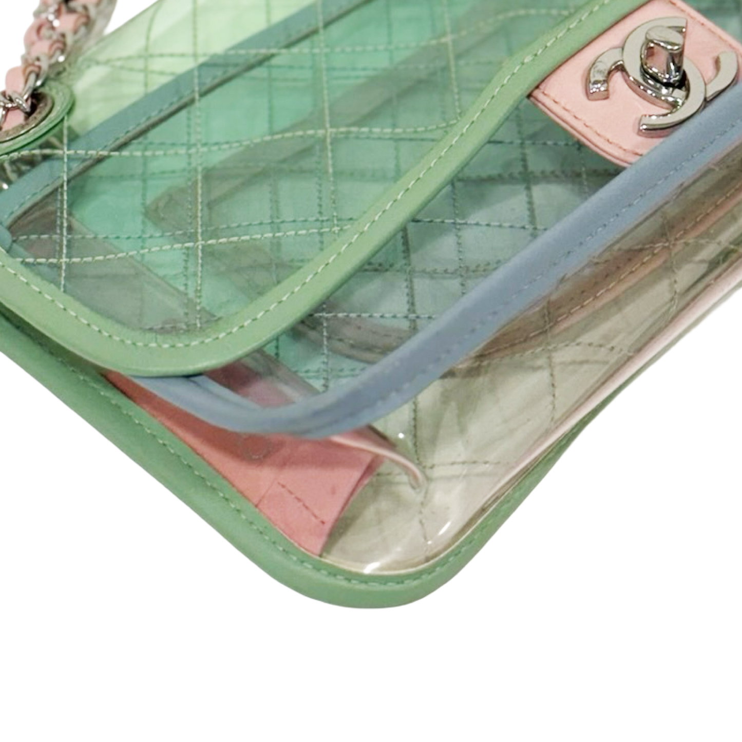 Chanel Quilted PVC Small Single Flap Bag - SHW / Pink / Blue