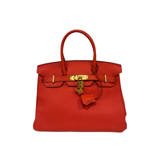 Hermes Togo 30 Birkin Bag - GHW / Red