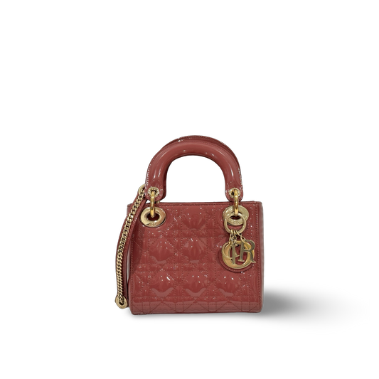 Dior Classic Mini Patent Lady Bag Rose Pink