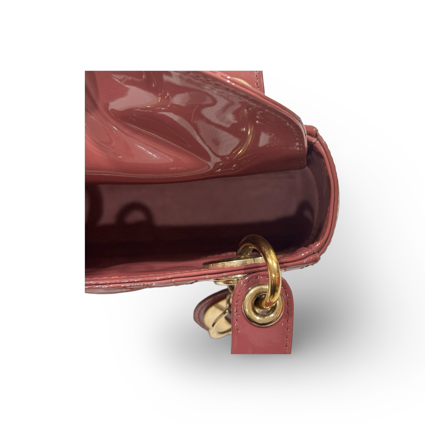Dior Classic Mini Patent Lady Bag Rose Pink