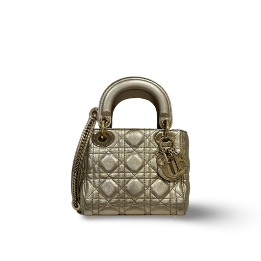 Dior Lambskin Mini Lady Champagne