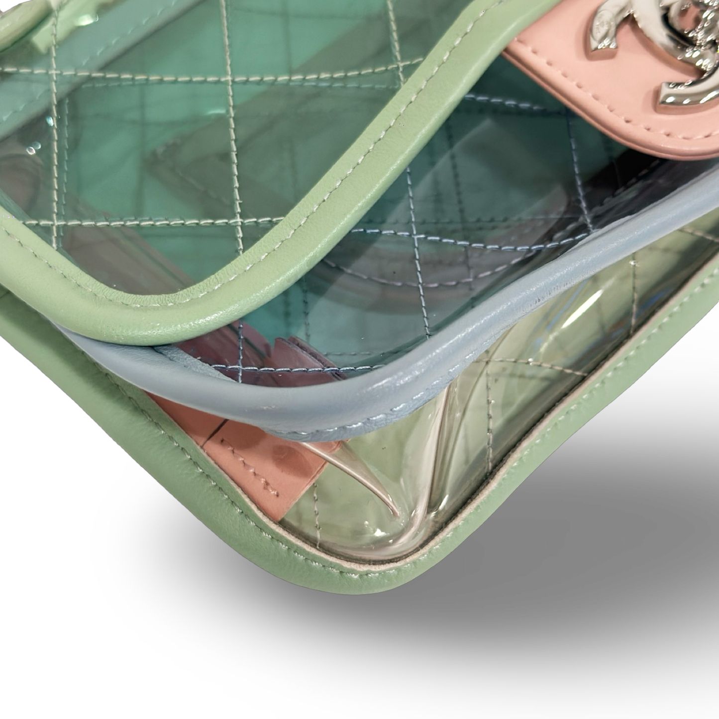 Chanel Quilted PVC Small Flap- SHW / Blue / Pink
