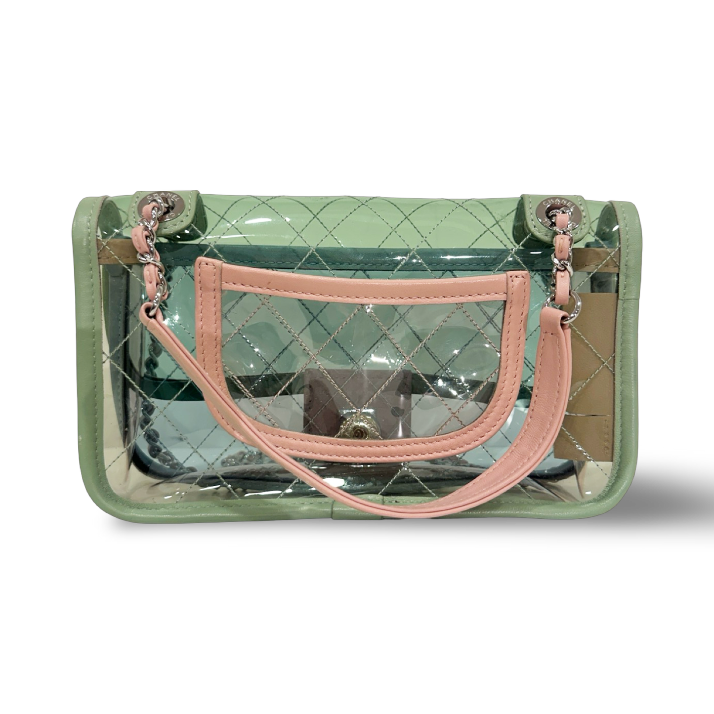 Chanel Quilted PVC Small Flap- SHW / Blue / Pink