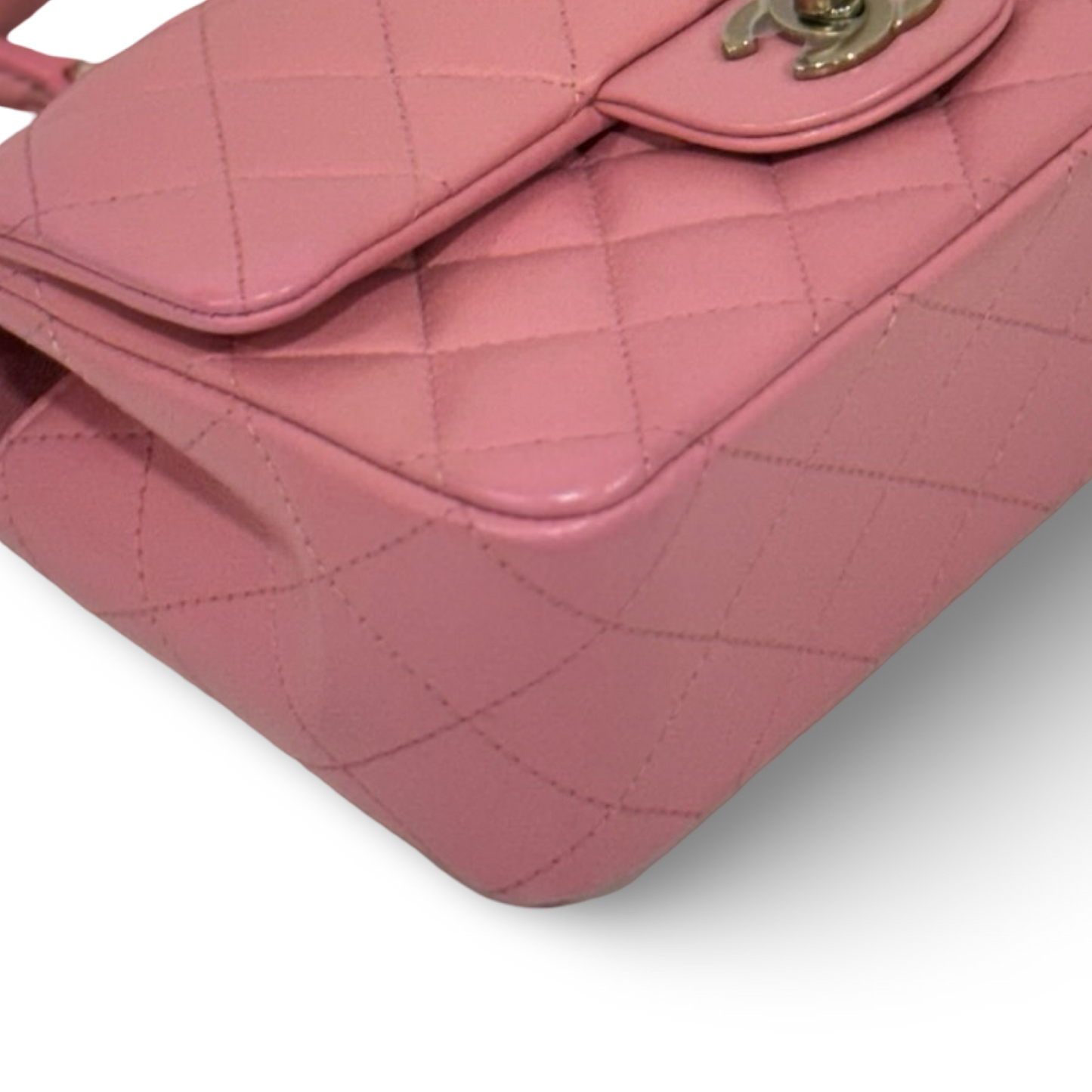 Chanel Quilted Lambskin Rectangular Mini Top Handle Flap - GHW / Pink