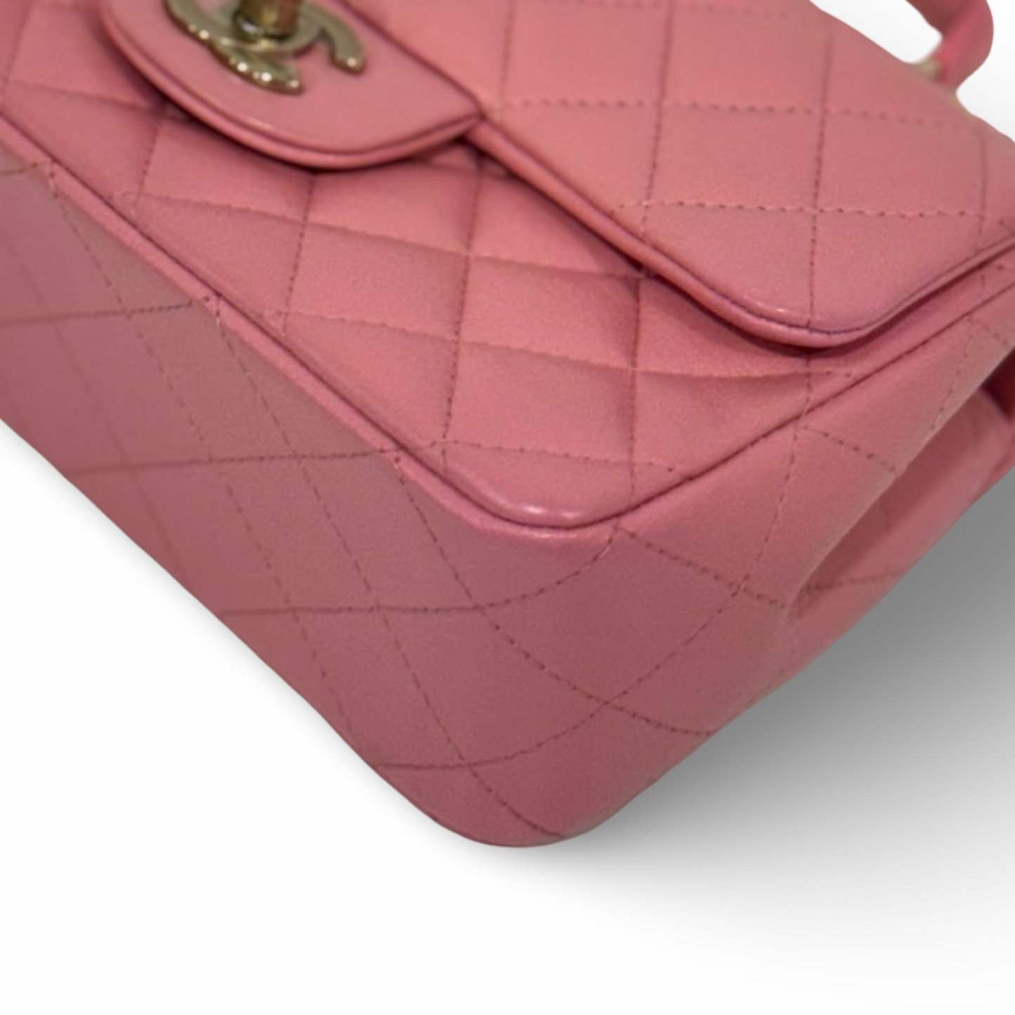 Chanel Quilted Lambskin Rectangular Mini Top Handle Flap - GHW / Pink