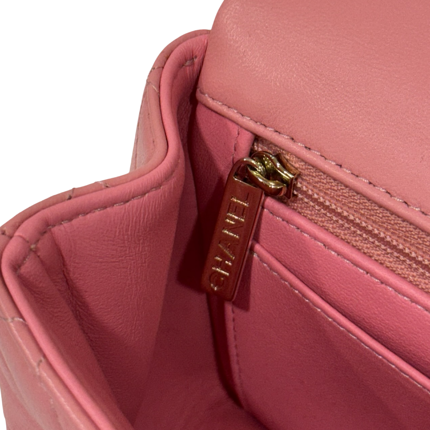 Chanel Quilted Lambskin Rectangular Mini Top Handle Flap - GHW / Pink