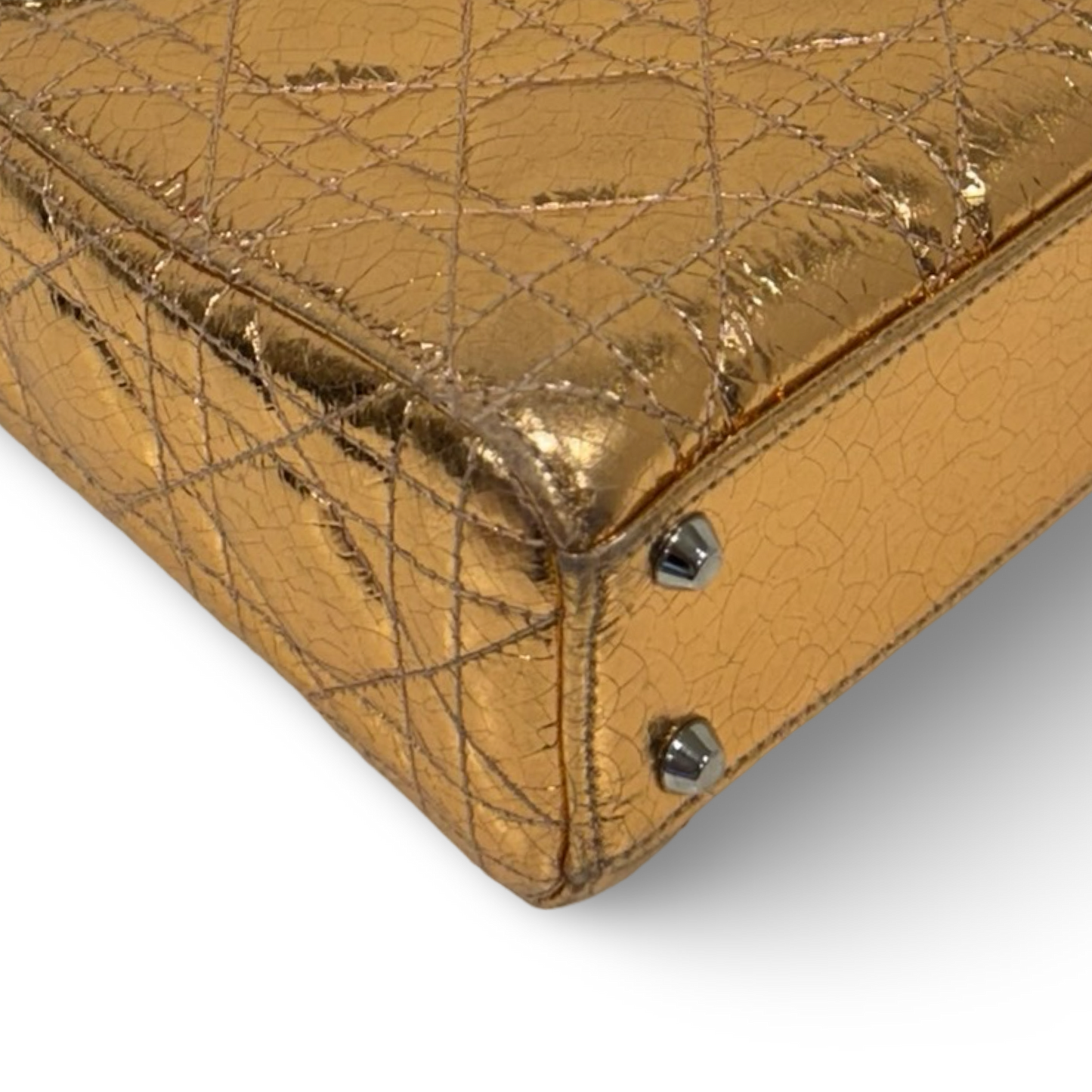 Dior Cannage Shinny Calfskin Mini Lady Bag - SHW / Rose Gold (60%)