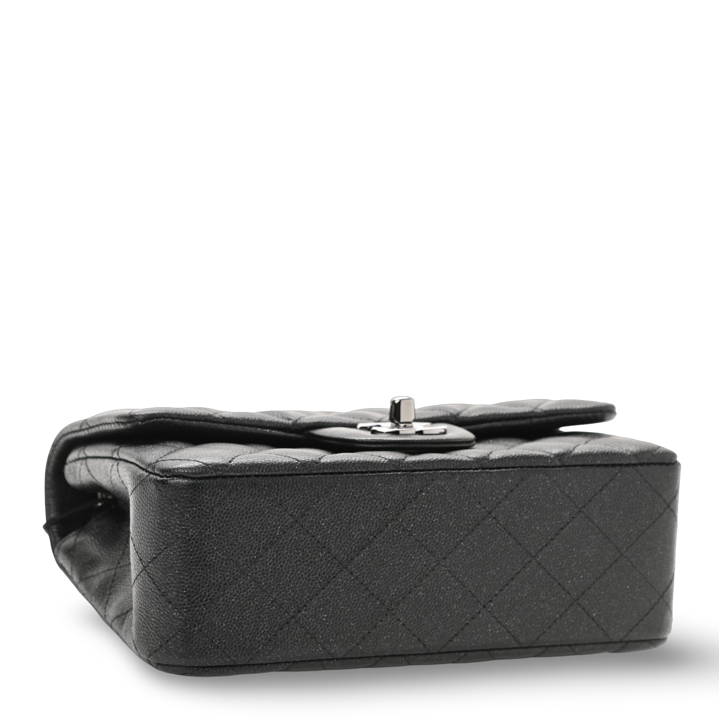 Chanel Quilted Caviar Mini Rectangular Single Flap Bag - SHW / Black