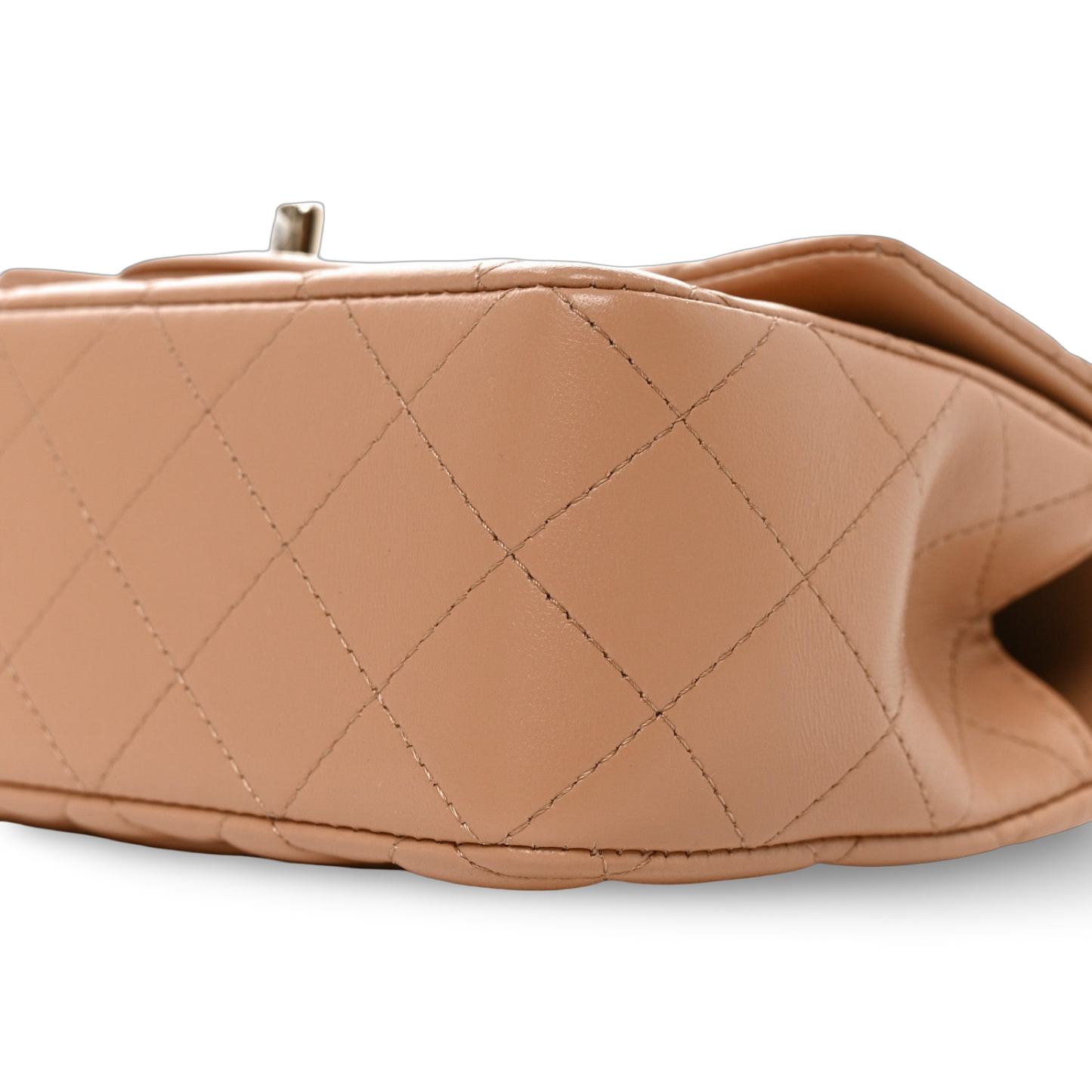 Chanel 25A Quilted Lambskin Rectangular Mini Top Handle Flap - GHW / Beige