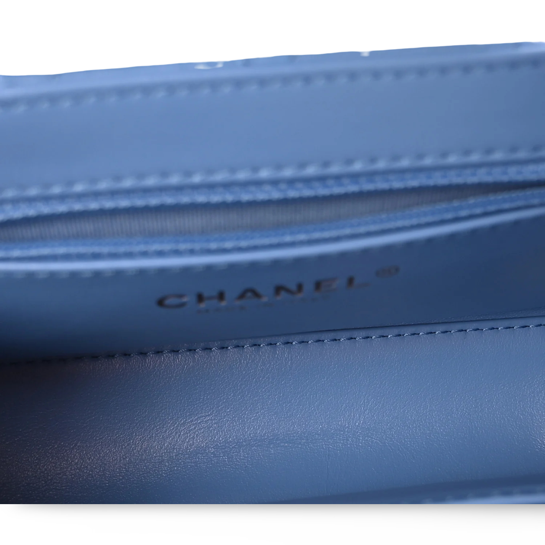 Chanel Shiny Lambskin Small Kelly Bag - GHW / Ash Blue