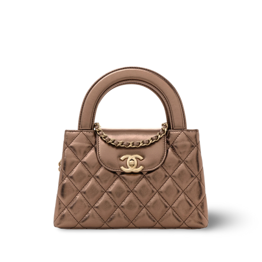 Chanel Quilted Aged Calfskin Metallic Small Kelly Bag - GHW / Brown