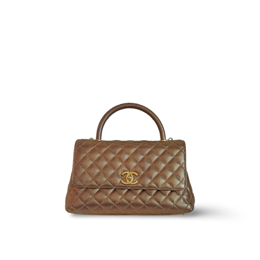Chanel Classic Caviar Medium Coco Handle Bag (Bronze)