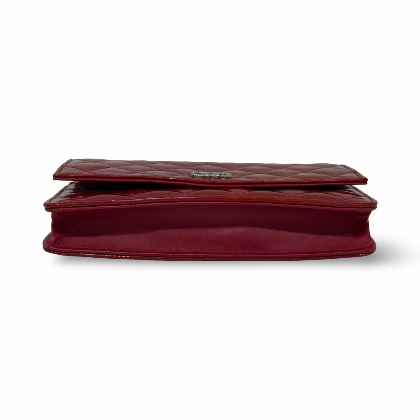 Chanel Quilted Patent Brilliant Wallet on Chain Bag- SHW / Burgundy