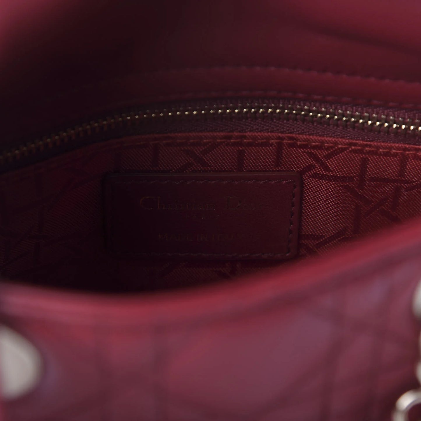 Dior Cannage Lambskin Mini Lady Bag- GHW / Red