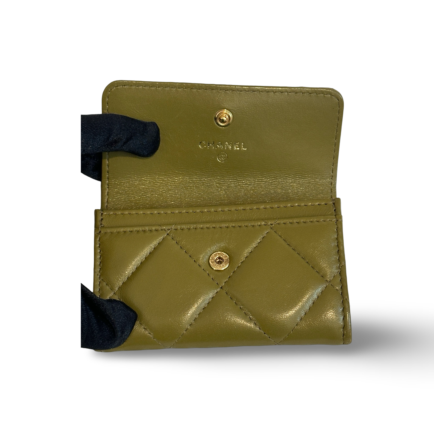 Chanel 19 Flap Card Holder Olive Green