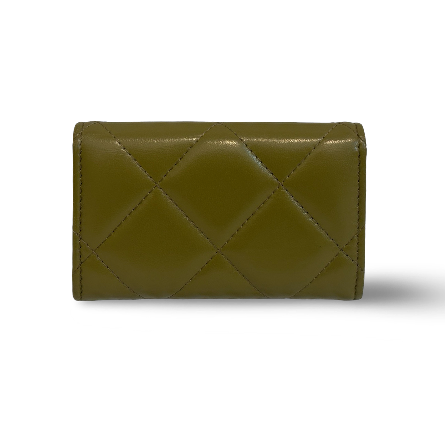 Chanel 19 Flap Card Holder Olive Green