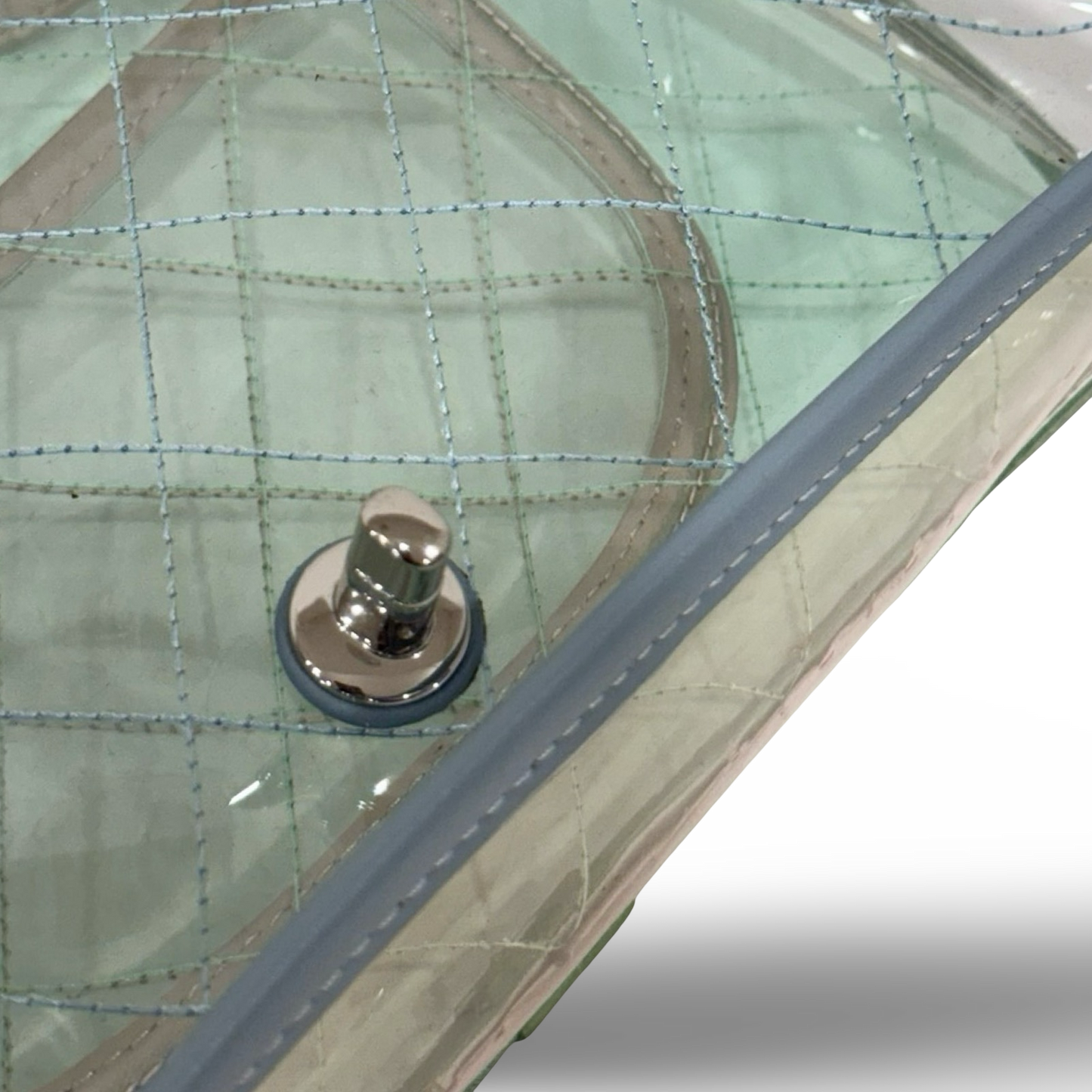 335 Chanel Quilted PVC Small Splash Flap - SHW / Blue Pink