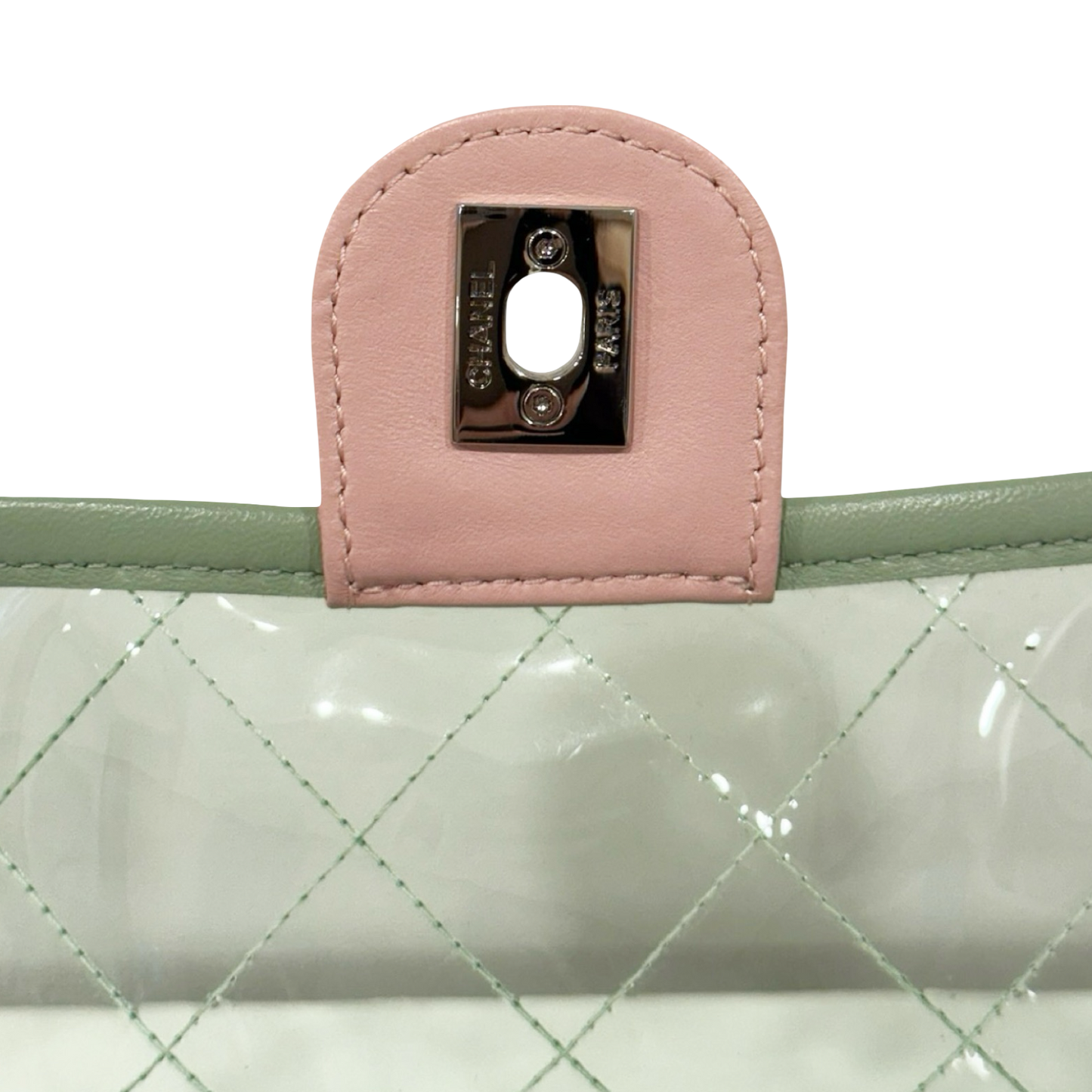 335 Chanel Quilted PVC Small Splash Flap - SHW / Blue Pink