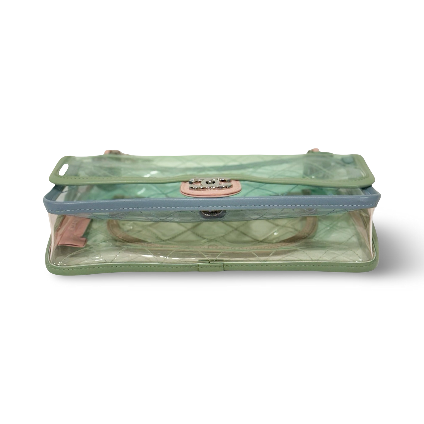 335 Chanel Quilted PVC Small Splash Flap - SHW / Blue Pink